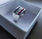 2Ct Round Lab-Created Sapphire Engagement Band Ring Men's 14K White Gold Plated