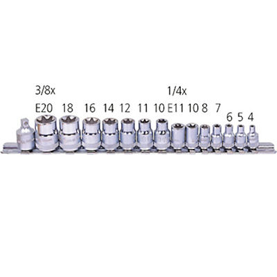 15 pcs 1/4'' & 3/8'' Driver E-Type Star Hand Socket Set TX-2315 Tools