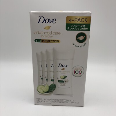 Dove advanced care invisible+ Antiperspirant Deodorant Cucumber, 2.6 oz, 4-pack