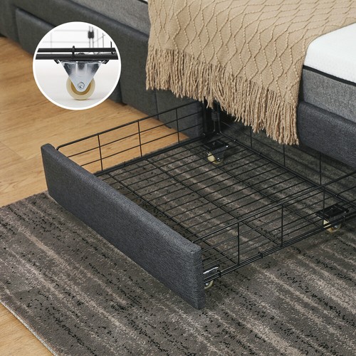 Bettgestell Bett Bettrahmen Doppelbett mit LED-Leuchten Lattenrost 200×140cm - Bild 4 von 8