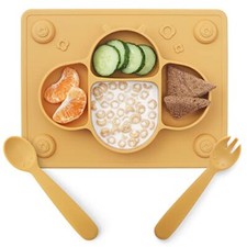 Suction Plates for Baby Placemat Spoon Fork Set for Toddlers Silicone Baby Pl...