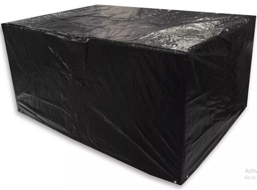 Black Rectangle Outdoor Table Set Cover, Durable Weather Shield, Table Set Cover - Picture 2 of 2