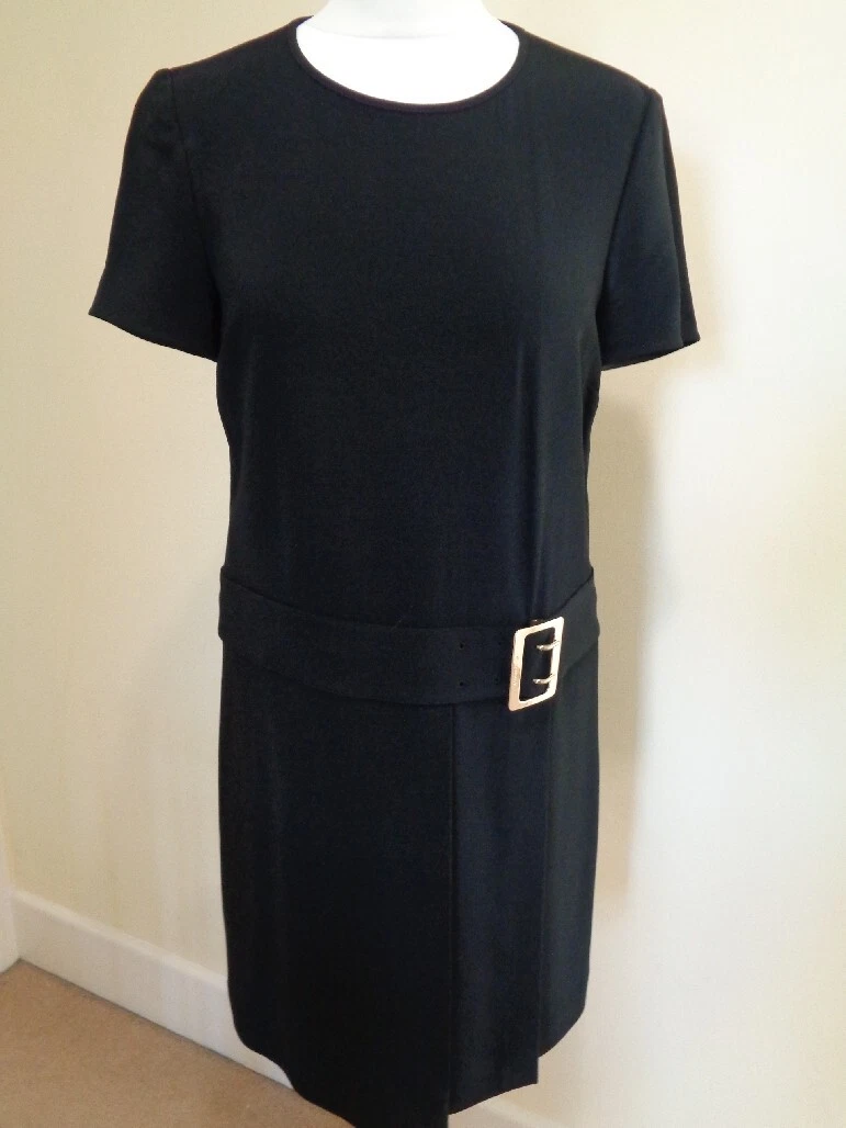 ABITO BURBERRY NERO MANICA CORTA CON DETTAGLIO FIBBIA E SPACCO DAVANTI TAGLIA 6