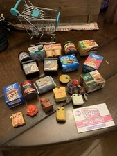 Real Littles Micro Mart Mini Grocery Food Assorted Lot With Mini Shopping Cart