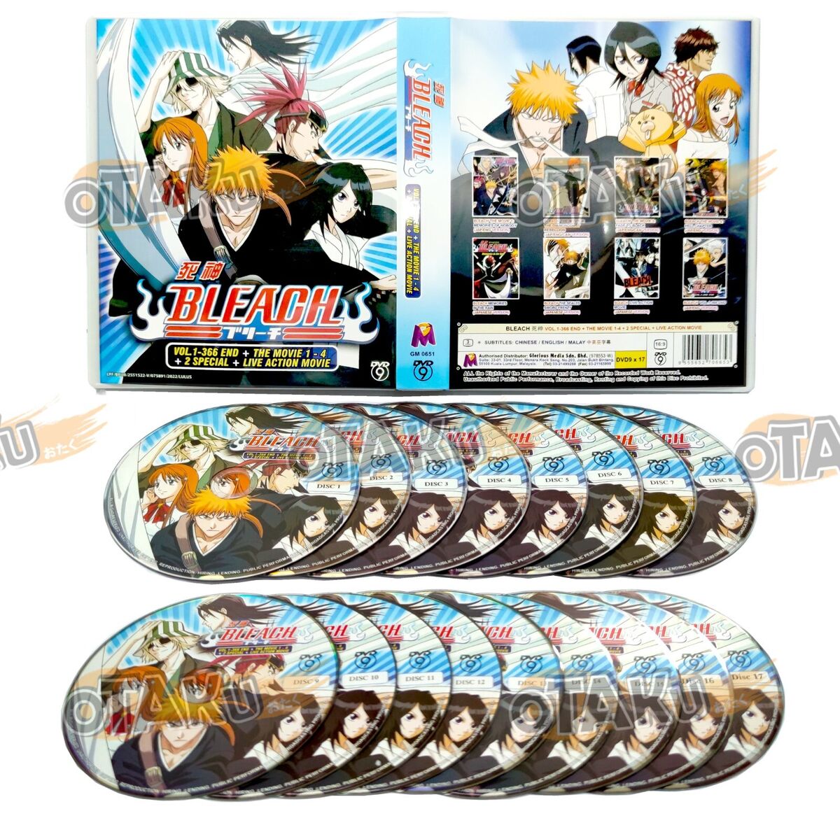 BLEACH + LIVE ACTION MOVIE - ANIME TV DVD (1-366 EPS+4 MOVIES+2 SPECIAL)  ENG SUB