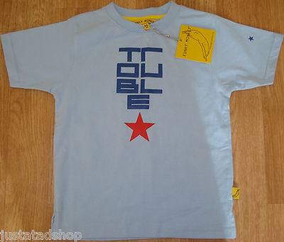 Funky Monkey London TROUBLE Jungen T-Shirt blau 4-5 Jahre neu mit Etikett