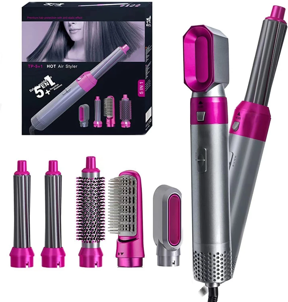 5 in 1 Hair Styler Dryer Volumizer Straightener Curler Hot Air