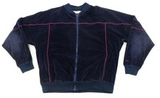 Rare Vintage CHRISTIAN DIOR Monsieur Striped Full Zip Velour Track Jacket 80s XL