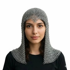 Handmade Aluminum Chainmail Coif   Medieval Hood Armor for LARP, Cosplay