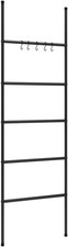 Black Iron Freestanding Towel Rack Ladder - 5 Tiers Hooks, Space-Saving Design