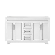 60" Bathroom Vanity Plywood Freestanding Single Cabinet White Drawers No Sink