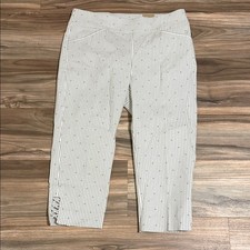 Chico's Perfect Stretch Olive Stripe Josie Slim Capri Pants Women s Sz.12 NWT