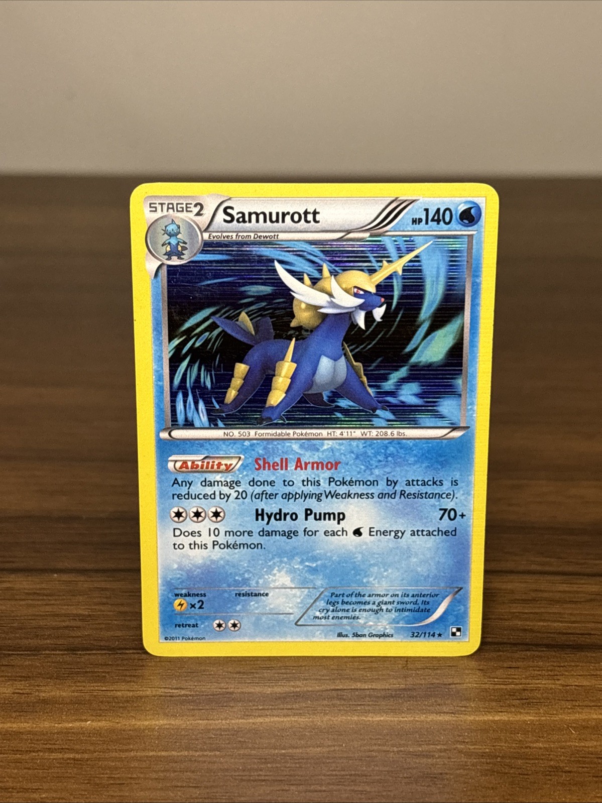 Samurott 32/114 Black & White Base Set |Holo Rare Pokemon Card