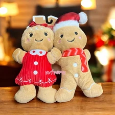 New Red Santa Hat Gingerbread 2 Piece Set 9x5”Christmas Dog Toy Squeaker Holiday