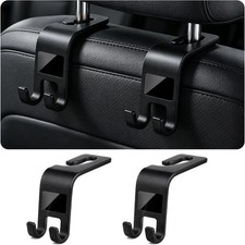 Car Headrest Hooks 2 Pack Heavy Duty Back Seat Hanger for Purse Grocery Bag Coat