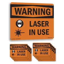 Laser In Use With Symbol OSHA WARNING Sign Metal Plastic Or Decal - 5 or 10 Pack
