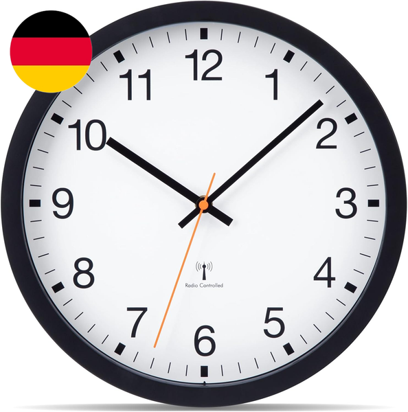 Vivilinen Funkuhr Wand Lautlos Wanduhr Ohne TickgeräUsche, Breitem Rahmen-image