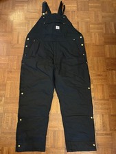 NWT Carhartt Bib Overalls Mens 2XL Regular Black Duck Canvas Insulated OR4393-M