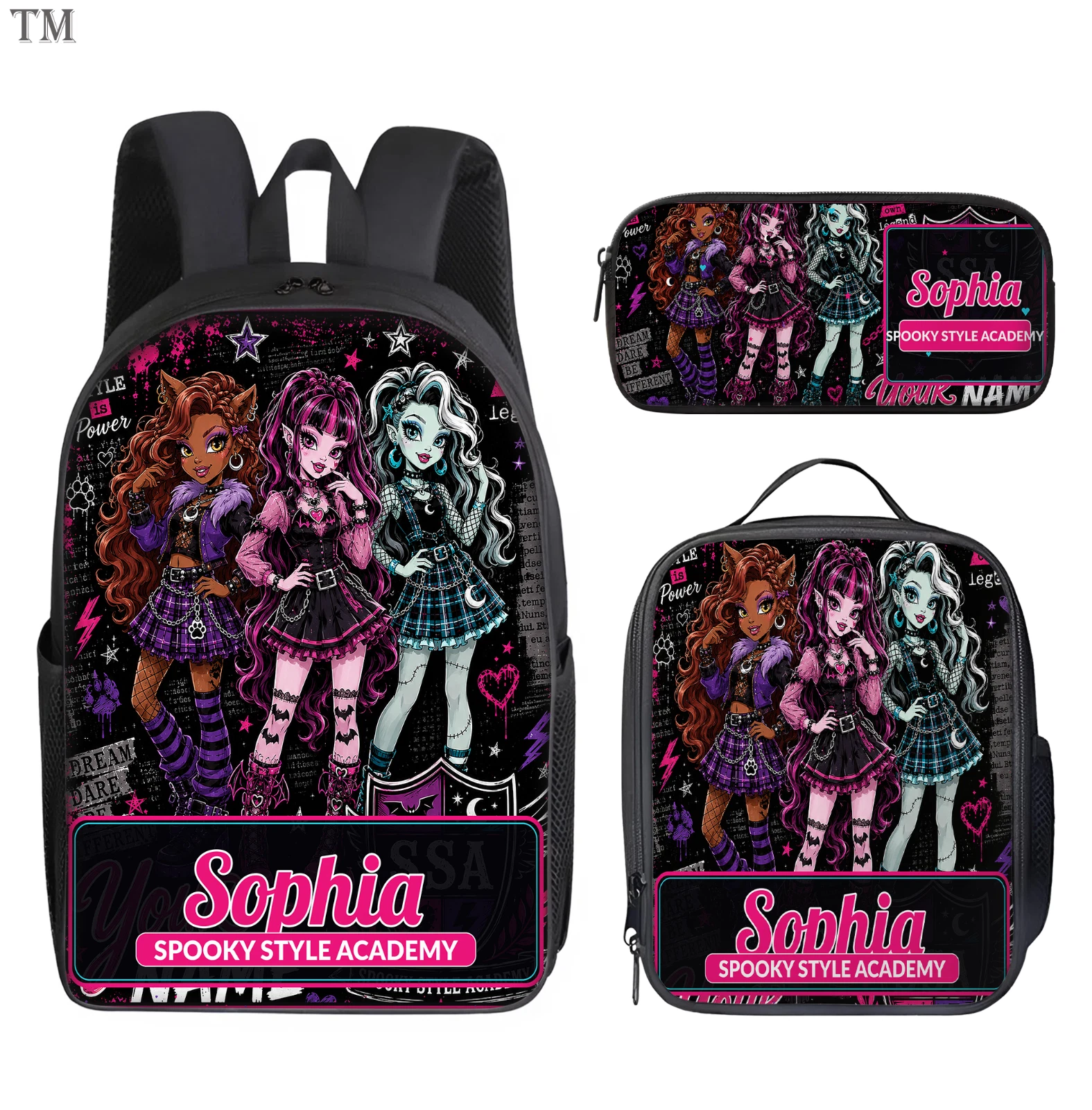 Personalized Monster Inspired Kids Backpack Set, Custom Name School Bag