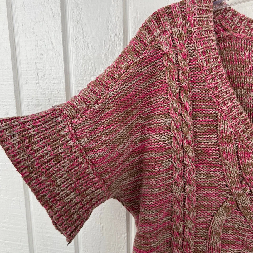 Suéter DKNY Jeans Mujer Manga Corta Tejido con Cable Preppy Rosa Otoño Talla Mediana Foto 2 de 4