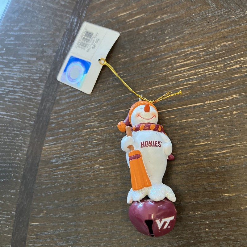 Virginia Tech Hokie Snowman Christmas Ornament Gameday 4” Tall New W/tag