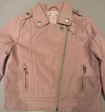 Design History Pink Faux Leather Moto Style Jacket Girls Size 5
