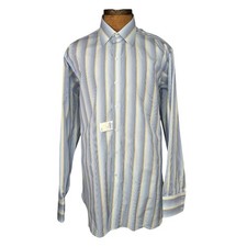 TURNBULL ASSER Striped Cotton Long Sleeve Dress Shirt England Mens 17/43 NWT