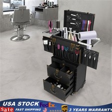 Salon Rolling Trolley Cart Spa Beauty Luggage Hairdressing Barber Tool Bag Black