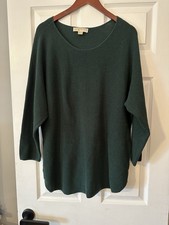 Michael Kors Dark Green Waffle Knit Side Button Tunic Sweater