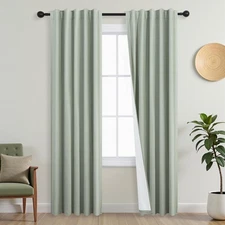 Sage Green Blackout Curtains 84 Inches Long,Boho Linen Black Out Thermal Curt...
