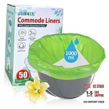 50-Pack Disposable Bedside Commode Liners with Super Absorbent Pad