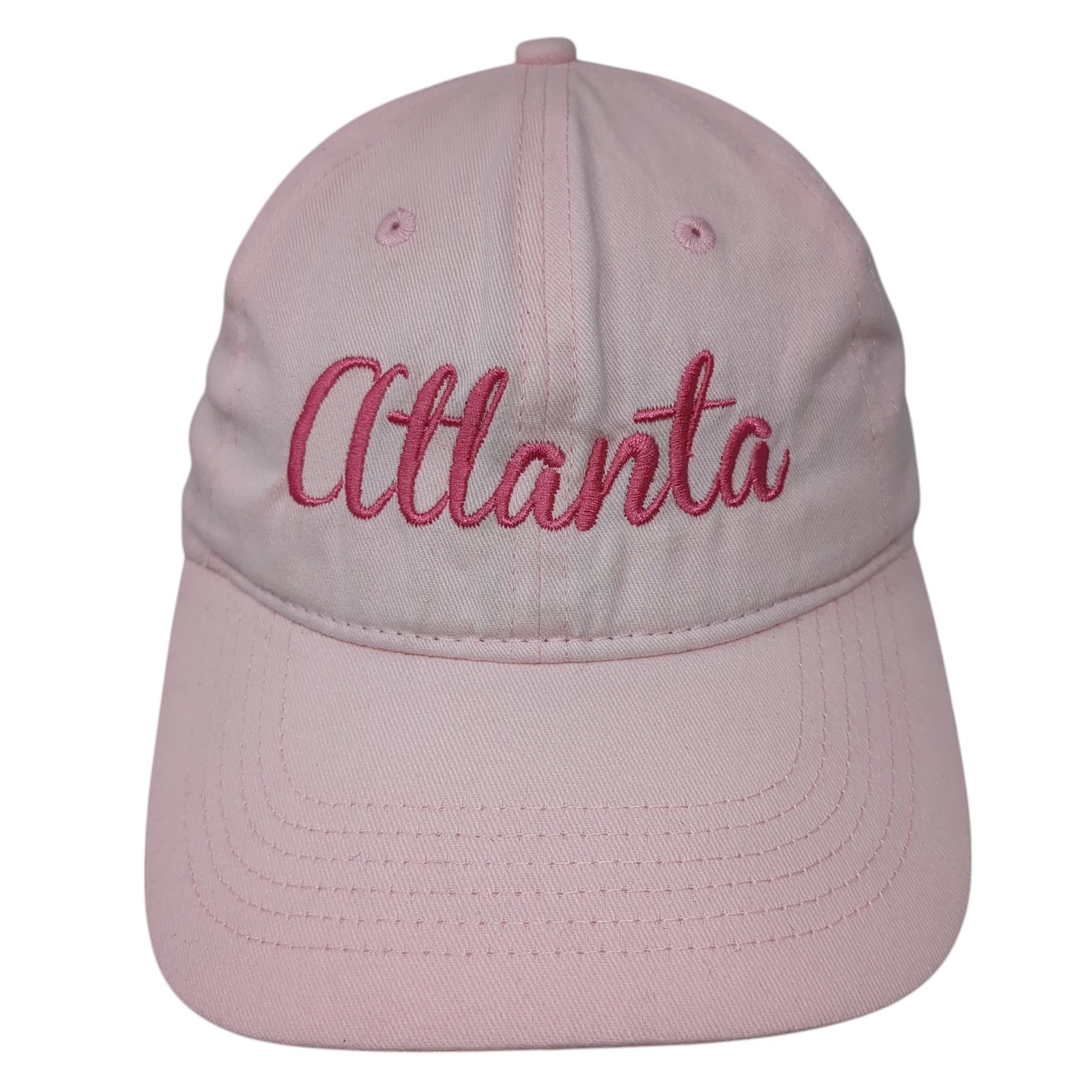 Big X Strapback Hat Pink Embroidered Atlanta Logo 100% Cotton Adjustable