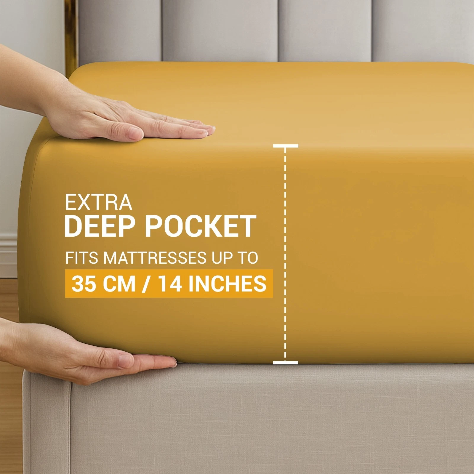 Ochre - Dekoro fitted sheet - 35cm deep