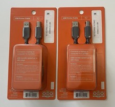 NEW 10  USB Printer Cable USB Transfer Up To 480 mbps Hi-Speed Qty 2 Cables 