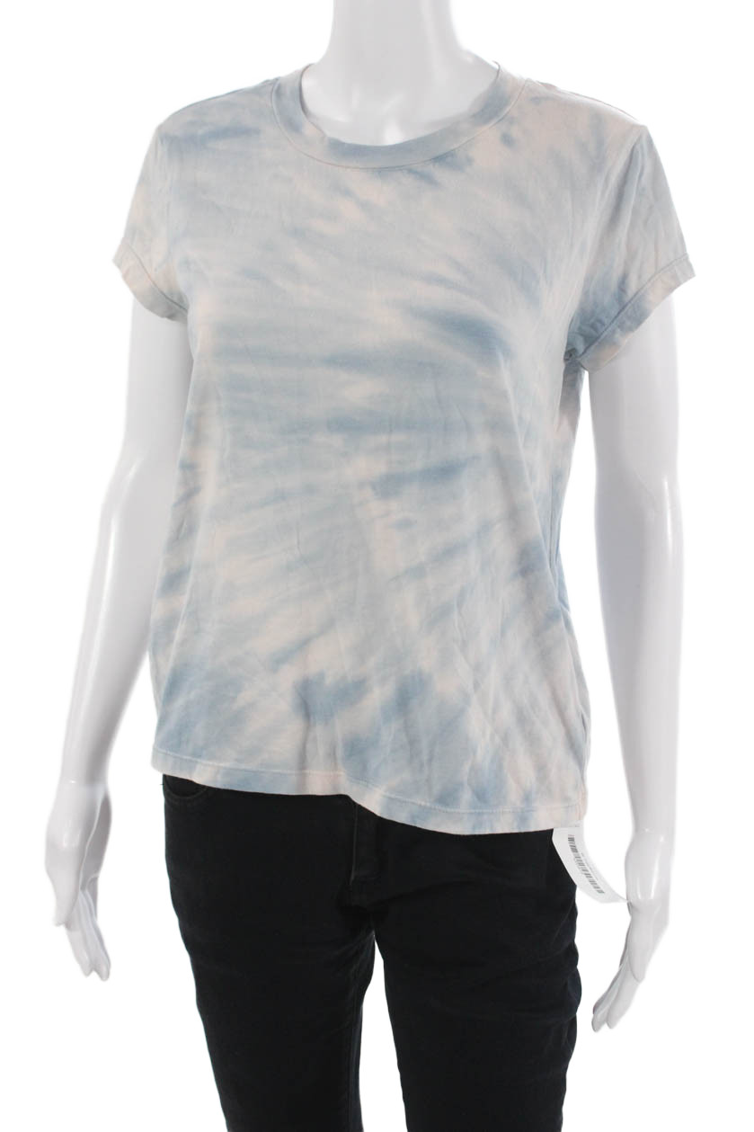 Splendid Womens Basic Light Blue Crew Neck Short … - image 2