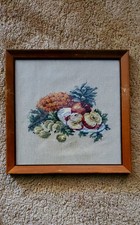 Vintage Needlepoint Picture Of Fruit