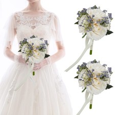 Meldel 8.5 Inch Ivory Wedding Bouquets for Bridesmaids, Set of 2, Small Artif...