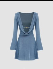 Cider Blue Backless Mini Dress Size Small New