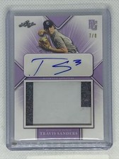 2021 LEAF PERFECT GAME PURPLE PATCH AUTO TRAVIS SANDERS RC AUTO # 7/8