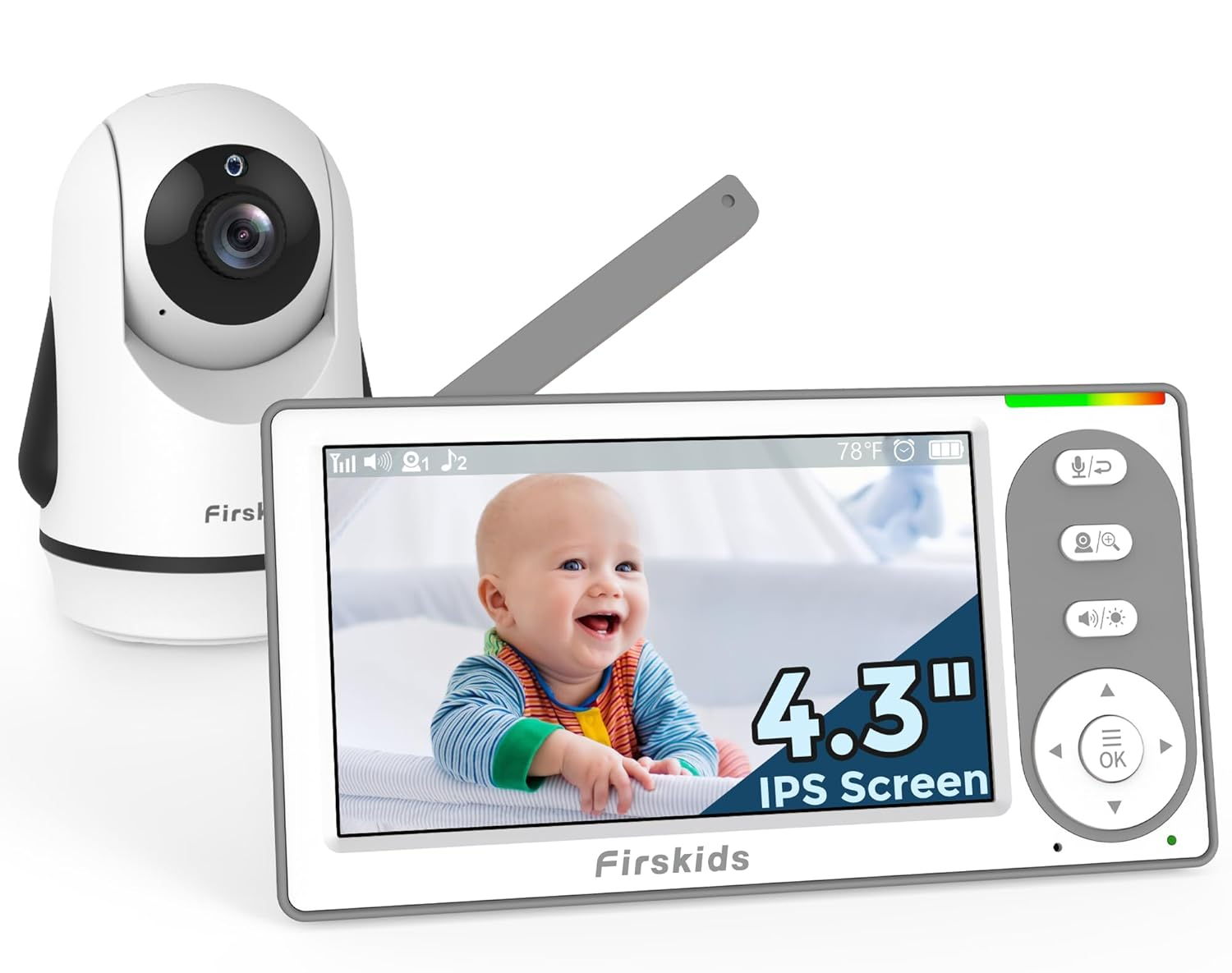 Baby Monitor with Camera and Audio, 30-Hour Battery, 4.3