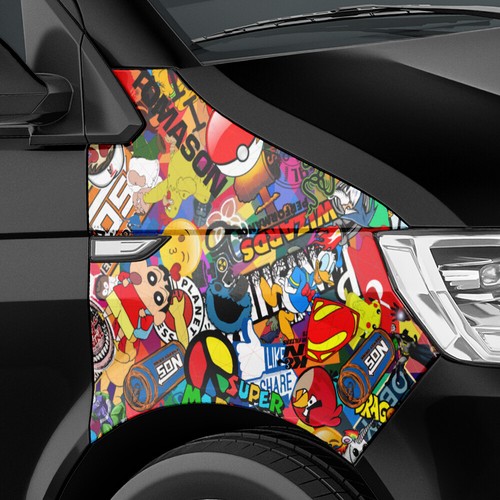 Stickerbomb Auto-Folie Car-Wrapping Logos & Marken, Cartoon Matt & Glänzend - Picture 3 of 8