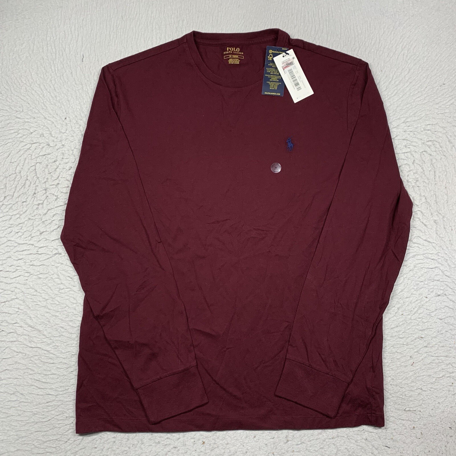 Polo Ralph Lauren t shirt uomo media rosso bordeaux manica lunga pony