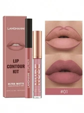 2 piece Langmanni Ultra Matte Lipliner and liquid lipstick 