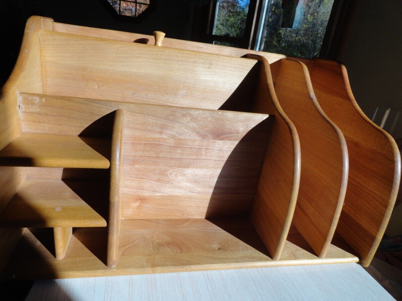 VTG Honey Oak Desktop Secretary Organizer 18x10x10 Drawer Files Paper