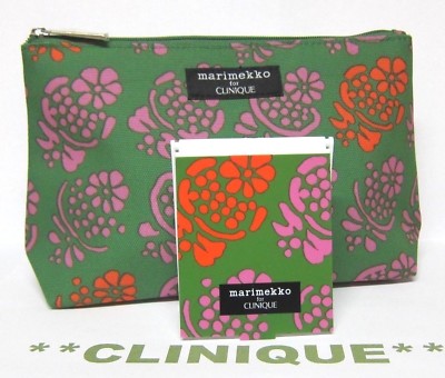 CLINIQUE 2pc MARIMEKKO Makeup / Cosmetic Bag with Matching MIRROR 