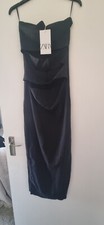 BNWT ZARA VIRAL BANDEAU CUT OUT MIDI STRAPLESS DRESS WIGGLE BODYCON M Medium 