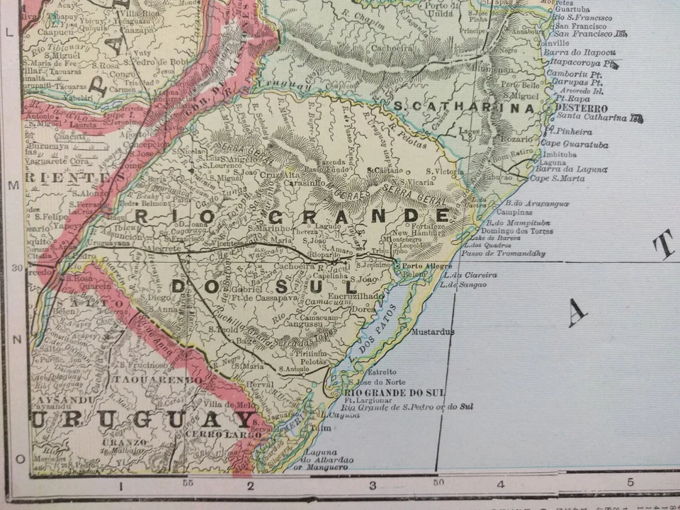 1901 BRAZIL PARAGUAY Map 14"x22" Old Antique Original RIO DE JANEIRO ASUNCION - Image 4 of 4