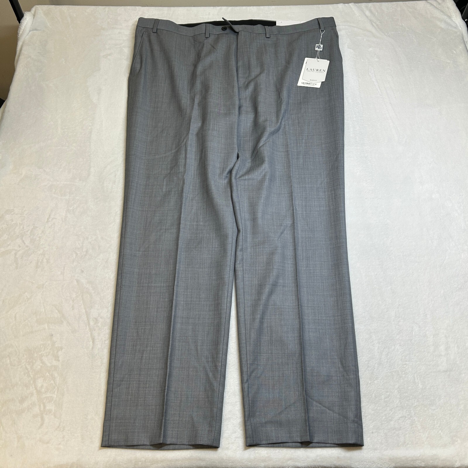 Lauren Ralph Lauren Slim Fit Dress Pants Mens 44x32 Light Grey Wool NEW thumbnail 2