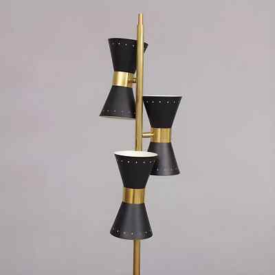 1950s Mid-Century Italian Style Brass Floor Lamp with Base and Cone ...