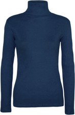LADIES WOMENS  POLO NECK ROLL NECK TURTLE NECK PLAIN JUMPER TOP LONG SLEEVE 8-26